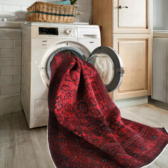 Rugs Depot RW1001 – Machine Washable Red Afghan Pattern Area Rug | Traditional Oriental Geometric Design for Living Room, Bedroom & Office