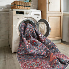 Rugs Depot RW1002 – Machine Washable Multicolor Tribal Diamond Rug | Bohemian Kilim-Style Carpet for Living Room, Bedroom & Office