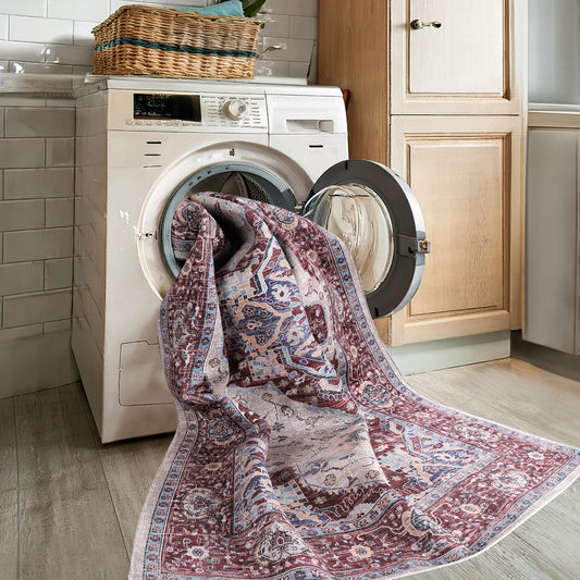 Rugs Depot RW1008 – Machine Washable Persian Medallion Rug | Traditional Oriental Vintage Carpet for Living Room, Bedroom & Dining