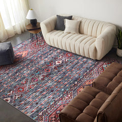 Rugs Depot RW1002 – Machine Washable Multicolor Tribal Diamond Rug | Bohemian Kilim-Style Carpet for Living Room, Bedroom & Office