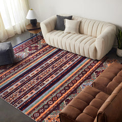 Rugs Depot RW1004 – Machine Washable Multicolor Tribal Kilim Rug | Geometric Striped Oriental Carpet for Living Room, Bedroom & Dining