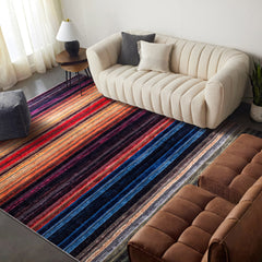 Rugs Depot RW1006 – Machine Washable Multicolor Striped Area Rug | Modern Bohemian Vibrant Carpet for Living Room, Bedroom & Office