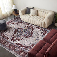 Rugs Depot RW1008 – Machine Washable Persian Medallion Rug | Traditional Oriental Vintage Carpet for Living Room, Bedroom & Dining