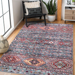Rugs Depot RW1002 – Machine Washable Multicolor Tribal Diamond Rug | Bohemian Kilim-Style Carpet for Living Room, Bedroom & Office
