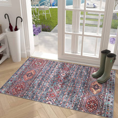 Rugs Depot RW1002 – Machine Washable Multicolor Tribal Diamond Rug | Bohemian Kilim-Style Carpet for Living Room, Bedroom & Office