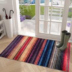 Rugs Depot RW1006 – Machine Washable Multicolor Striped Area Rug | Modern Bohemian Vibrant Carpet for Living Room, Bedroom & Office