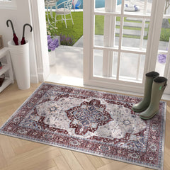 Rugs Depot RW1008 – Machine Washable Persian Medallion Rug | Traditional Oriental Vintage Carpet for Living Room, Bedroom & Dining