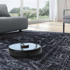 Rugs Depot RW1007 – Machine Washable Distressed Black Rug | Modern Vintage Medallion Carpet for Living Room, Bedroom & Office