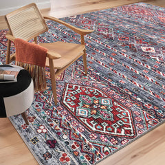Rugs Depot RW1002 – Machine Washable Multicolor Tribal Diamond Rug | Bohemian Kilim-Style Carpet for Living Room, Bedroom & Office