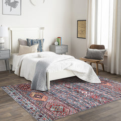 Rugs Depot RW1002 – Machine Washable Multicolor Tribal Diamond Rug | Bohemian Kilim-Style Carpet for Living Room, Bedroom & Office