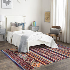 Rugs Depot RW1004 – Machine Washable Multicolor Tribal Kilim Rug | Geometric Striped Oriental Carpet for Living Room, Bedroom & Dining