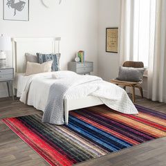 Rugs Depot RW1006 – Machine Washable Multicolor Striped Area Rug | Modern Bohemian Vibrant Carpet for Living Room, Bedroom & Office