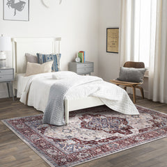 Rugs Depot RW1008 – Machine Washable Persian Medallion Rug | Traditional Oriental Vintage Carpet for Living Room, Bedroom & Dining