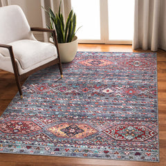 Rugs Depot RW1002 – Machine Washable Multicolor Tribal Diamond Rug | Bohemian Kilim-Style Carpet for Living Room, Bedroom & Office