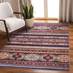 Rugs Depot RW1004 – Machine Washable Multicolor Tribal Kilim Rug | Geometric Striped Oriental Carpet for Living Room, Bedroom & Dining