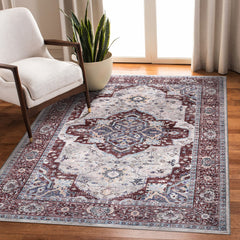 Rugs Depot RW1008 – Machine Washable Persian Medallion Rug | Traditional Oriental Vintage Carpet for Living Room, Bedroom & Dining