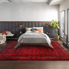 Rugs Depot RW1001 – Machine Washable Red Afghan Pattern Area Rug | Traditional Oriental Geometric Design for Living Room, Bedroom & Office