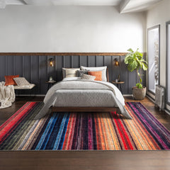 Rugs Depot RW1006 – Machine Washable Multicolor Striped Area Rug | Modern Bohemian Vibrant Carpet for Living Room, Bedroom & Office