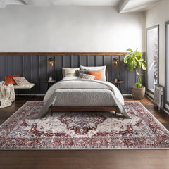 Rugs Depot RW1008 – Machine Washable Persian Medallion Rug | Traditional Oriental Vintage Carpet for Living Room, Bedroom & Dining