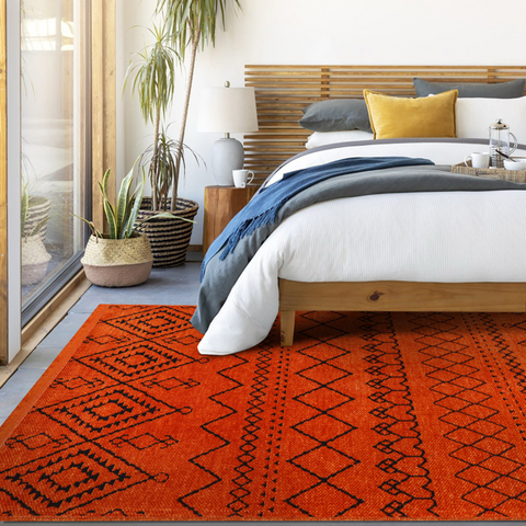 Machine Washable Rug RW1801 – ORANGE Soft Chenille