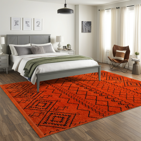 Machine Washable Rug RW1801 – ORANGE Soft Chenille