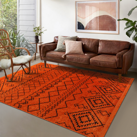 Machine Washable Rug RW1801 – ORANGE Soft Chenille