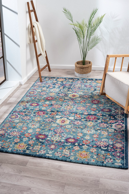Vintage Area Rug 7654 – Navy Overdyed Floral