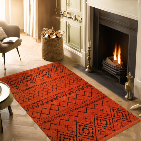 Machine Washable Rug RW1801 – ORANGE Soft Chenille