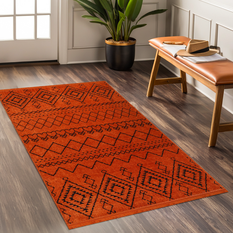 Machine Washable Rug RW1801 – ORANGE Soft Chenille