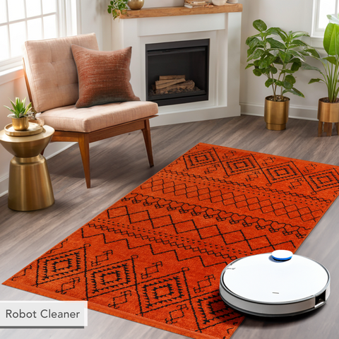 Machine Washable Rug RW1801 – ORANGE Soft Chenille