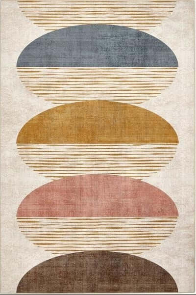Eco-Washable Rug Geometric Design