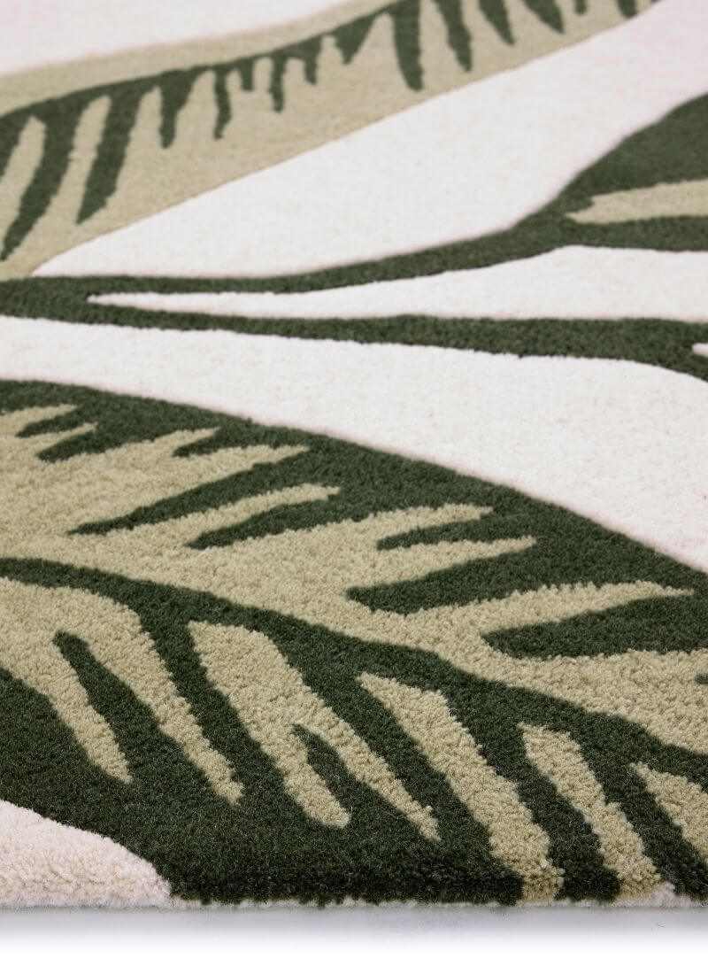 Paradise Leaf Hand-Tufted Wool Rug – Cream/Green — room photo 2