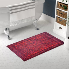 Rugs Depot NH1317 – Machine Washable Bokhara Red Rug | Classic Geometric Oriental Carpet for Living Room & Bedroom