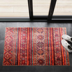 Rugs Depot NL1007 – Machine Washable Tribal Diamond Rug | Multicolor Striped Kilim-Inspired Carpet for Living Room, Bedroom & Dining