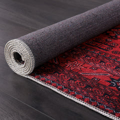 Rugs Depot RW1001 – Machine Washable Red Afghan Pattern Area Rug | Traditional Oriental Geometric Design for Living Room, Bedroom & Office