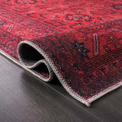 Rugs Depot RW1001 – Machine Washable Red Afghan Pattern Area Rug | Traditional Oriental Geometric Design for Living Room, Bedroom & Office