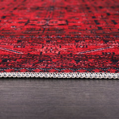 Rugs Depot RW1001 – Machine Washable Red Afghan Pattern Area Rug | Traditional Oriental Geometric Design for Living Room, Bedroom & Office