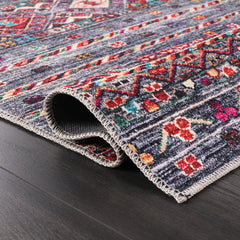 Rugs Depot RW1002 – Machine Washable Multicolor Tribal Diamond Rug | Bohemian Kilim-Style Carpet for Living Room, Bedroom & Office