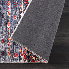 Rugs Depot RW1002 – Machine Washable Multicolor Tribal Diamond Rug | Bohemian Kilim-Style Carpet for Living Room, Bedroom & Office