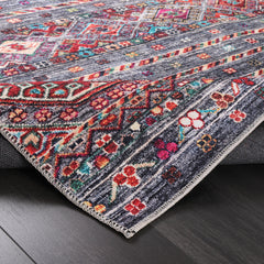 Rugs Depot RW1002 – Machine Washable Multicolor Tribal Diamond Rug | Bohemian Kilim-Style Carpet for Living Room, Bedroom & Office
