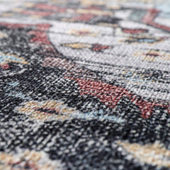 Rugs Depot RW1003 – Machine Washable Persian Medallion Rug | Vintage Black & White Oriental Carpet with Blue Accents for Living Room, Bedroom & Dining