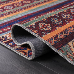 Rugs Depot RW1004 – Machine Washable Multicolor Tribal Kilim Rug | Geometric Striped Oriental Carpet for Living Room, Bedroom & Dining