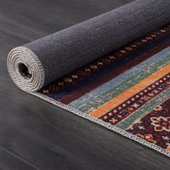 Rugs Depot RW1004 – Machine Washable Multicolor Tribal Kilim Rug | Geometric Striped Oriental Carpet for Living Room, Bedroom & Dining