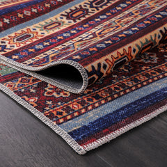 Rugs Depot RW1004 – Machine Washable Multicolor Tribal Kilim Rug | Geometric Striped Oriental Carpet for Living Room, Bedroom & Dining