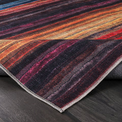 Rugs Depot RW1006 – Machine Washable Multicolor Striped Area Rug | Modern Bohemian Vibrant Carpet for Living Room, Bedroom & Office