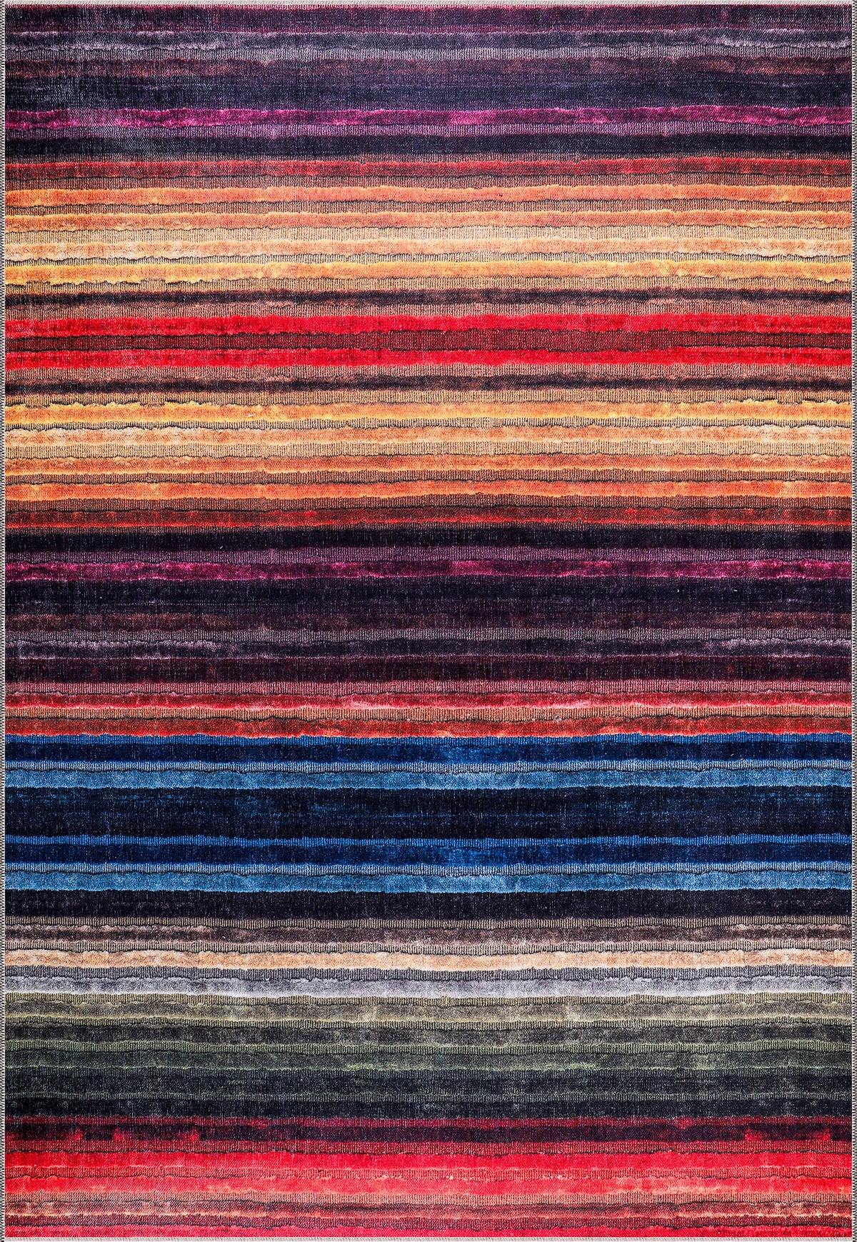 Rugs Depot RW1006 – Machine Washable Multicolor Striped Area Rug | Modern Bohemian Vibrant Carpet for Living Room, Bedroom & Office