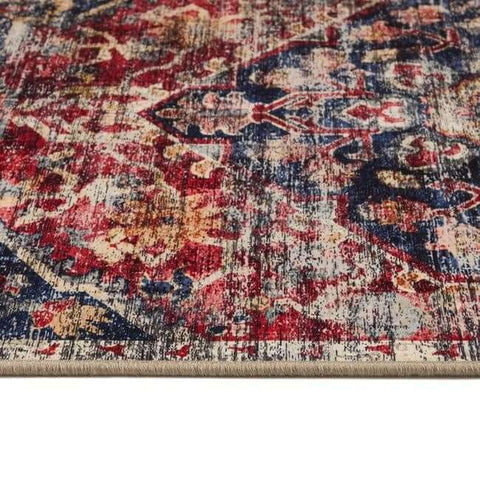 Eco-Washable Red Rug Medallion Design