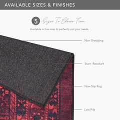 Rugs Depot RW1009 – Machine Washable Red Tribal Medallion Rug | Oriental Geometric Carpet for Living Room, Bedroom & Office