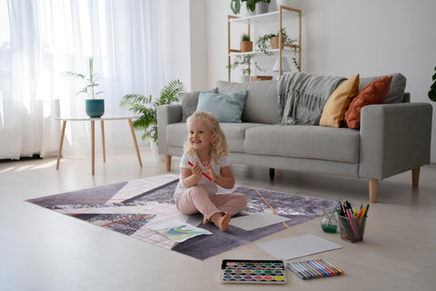 Rugs Depot Bohemian Grey Striped Washable Rug Design NL1005