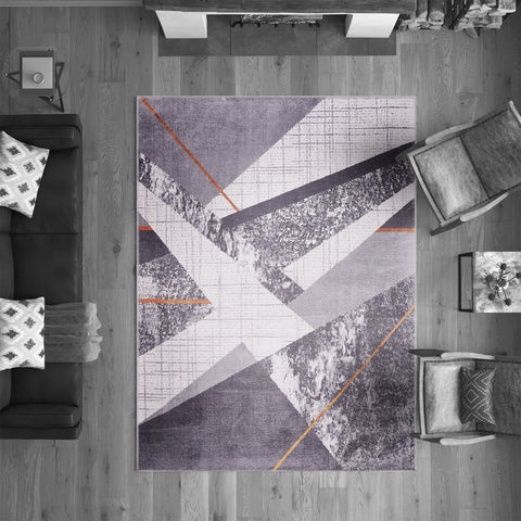 Rugs Depot Bohemian Grey Striped Washable Rug Design NL1005